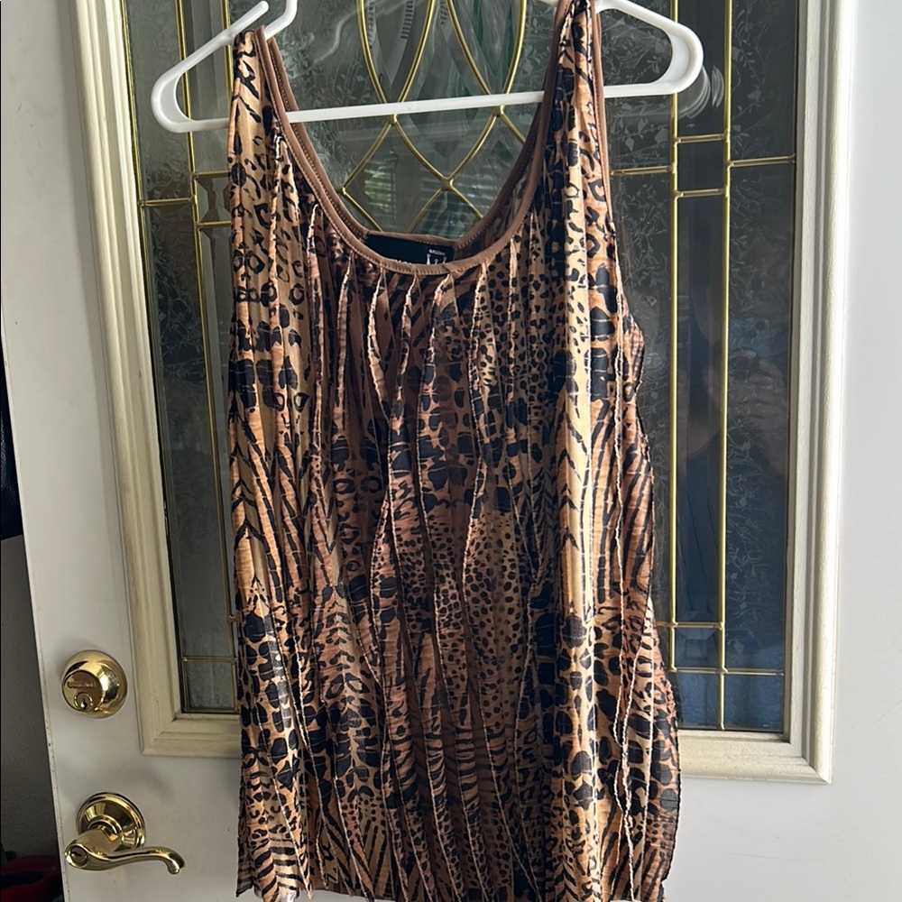 Antthony Gold Pleated Sleeveless Tank Top